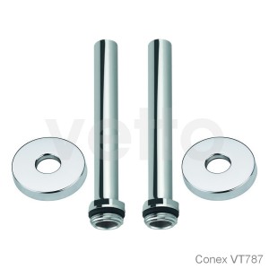 CONEX Rurki podłączeniowe 15mm wraz z rozetami, chrom 15mm/gwint 1/2- 2 szt. dł 175mm.VT787 Vetto